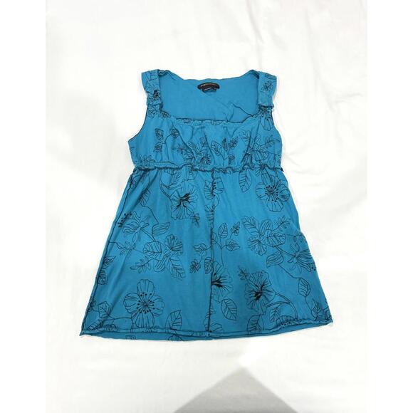 BCBGMaxAzria Tops - BCBGMaxazria BCBG Y2K Vintage Style Teal and Black Floral Tank Top- Size Medium